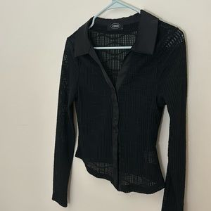 Long sleeve semi sheer button down top